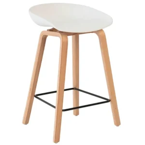Bílá barová židle Somcasa Ruth s dřevěnou podnoží 74 cm Výhodná Nabídka