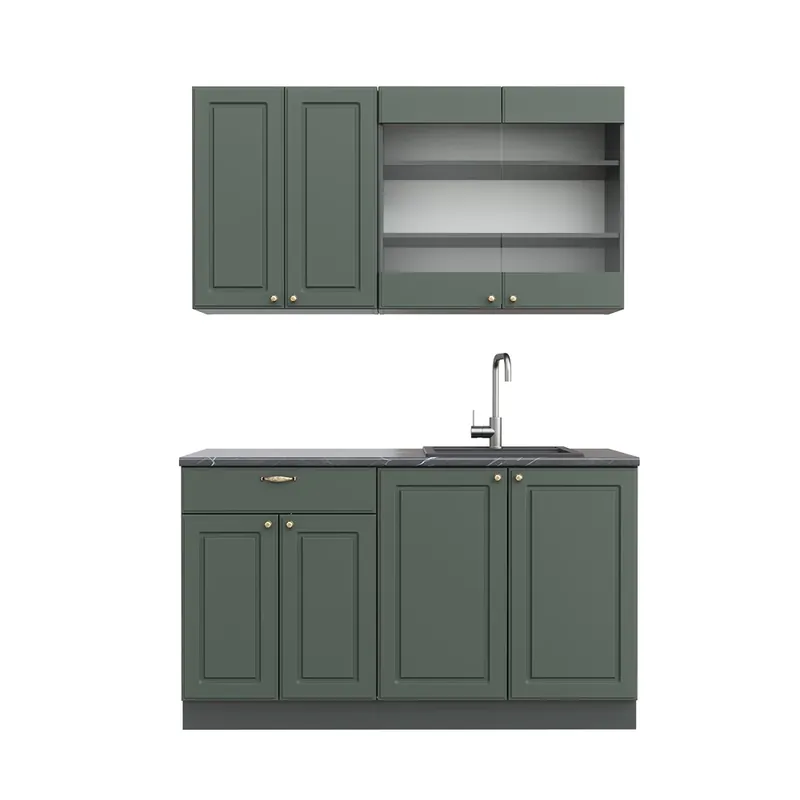 Jednotková kuchyně Fame-Line Zeleno-zlatá Country House/Anthracite 140 cm , PD Antracit Vicco Oblíbený