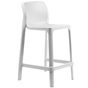 Bílá plastová zahradní barová židle Net 65 cm Výhodná Nabídka