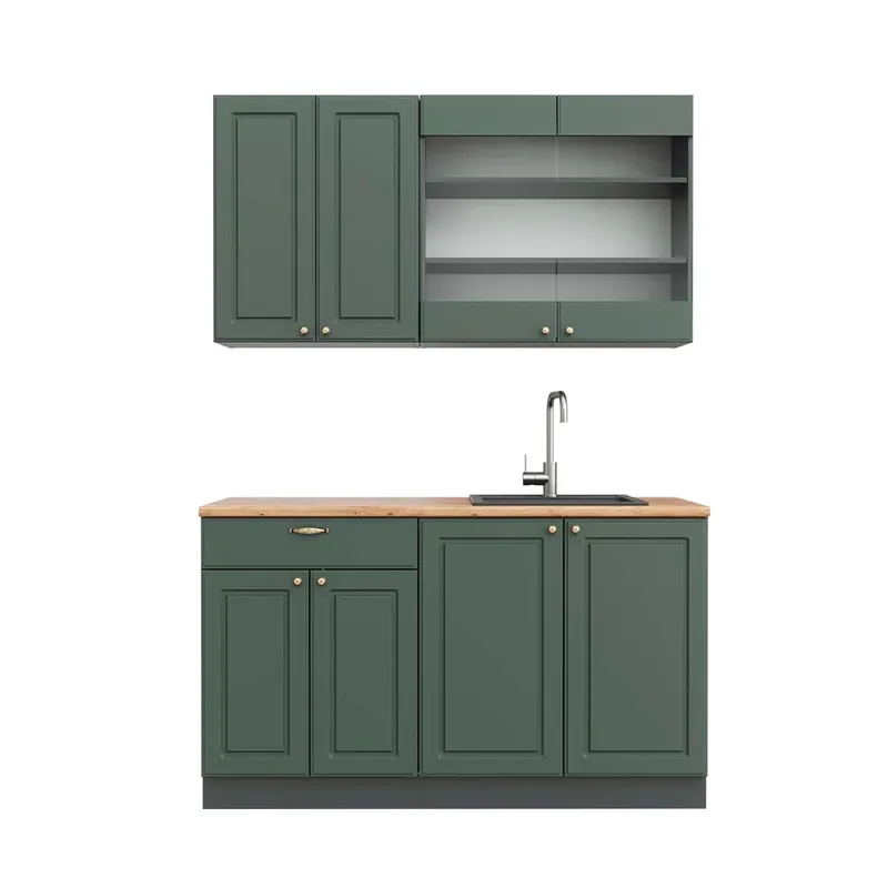 Značkový Jednotková kuchyně Fame-Line Zeleno-zlatá Country House/Anthracite 140 cm , PD Dub Vicco