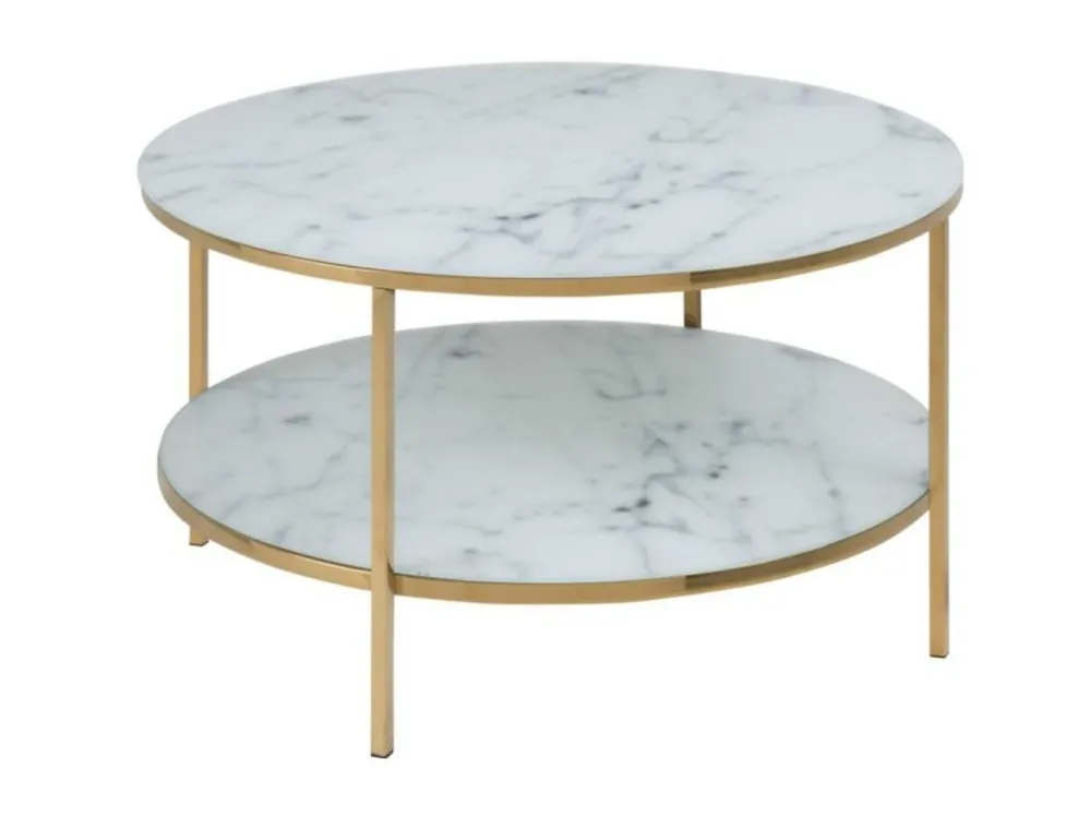 Bílo-zlatý skleněný konferenční stolek Venice II 80 cm Bezpečná Platba