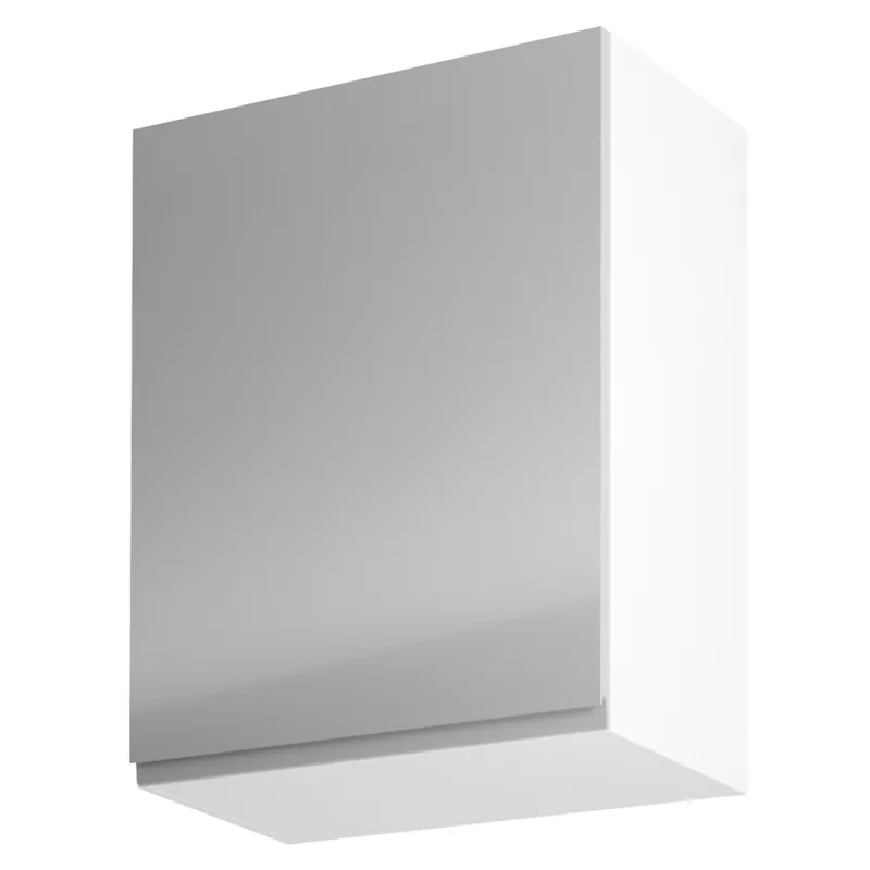 Horní skříňka, bílá / šedý extra vysoký lesk, levá, AURORA G601F Expresní Doručení
