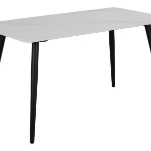 Bílý keramický jídelní stůl s kovovou podnoží Wiera 140 x 80 cm Speciální Cena