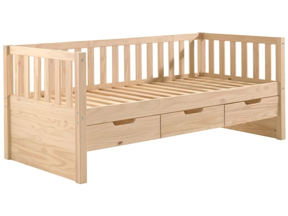 Autentický Borovicová postel Vipack Fritz 90 x 200 cm se zásuvkami