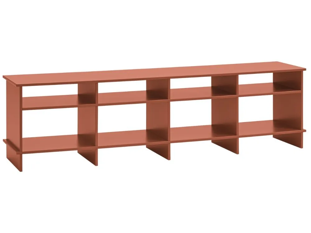 Cenový Hit Cihlově červený lakovaný TV stolek Teulat Inari 180 x 40 cm