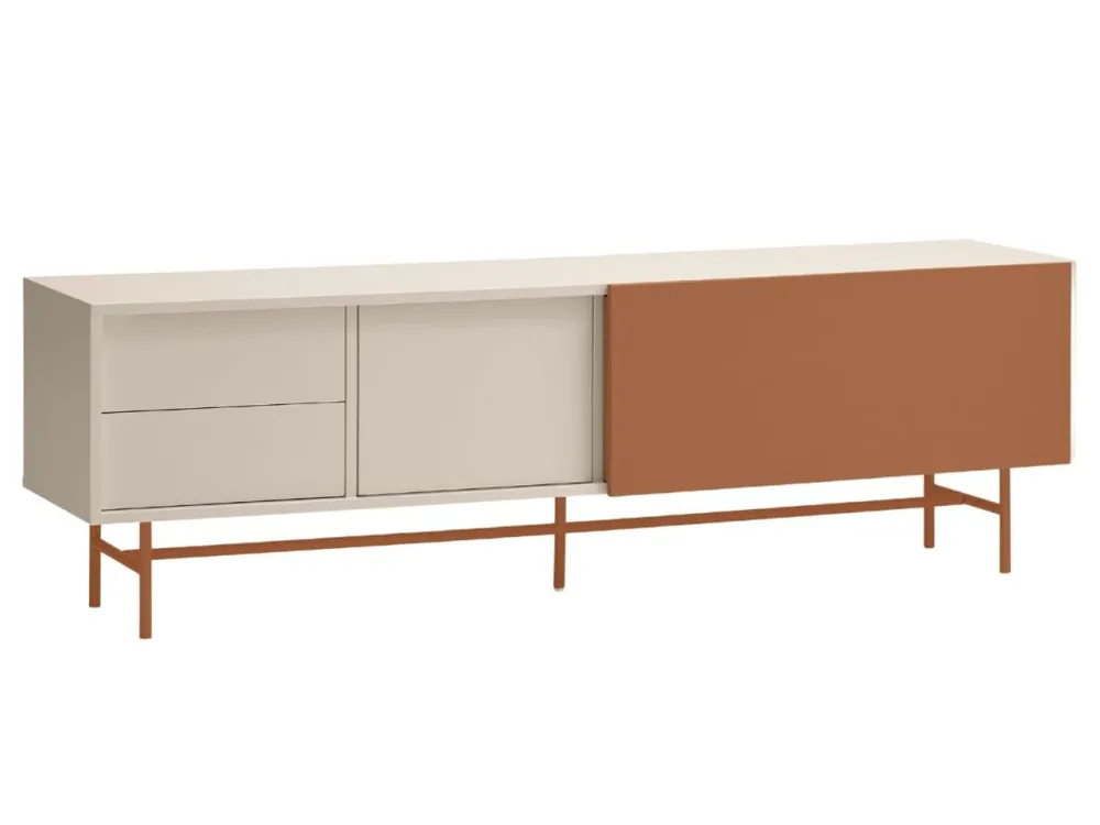 Top Prodej Cihlově červený lakovaný TV stolek Teulat Nube 180 x 40 cm