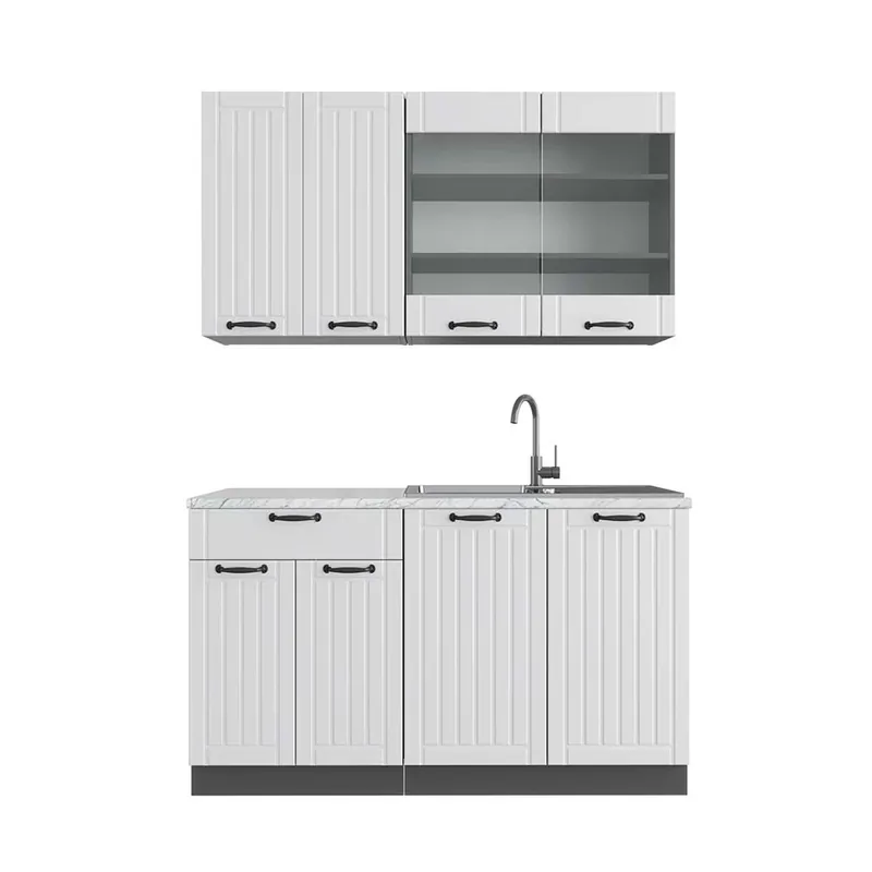 Zlevněný Jednotková kuchyně Fame-Line Bílý venkovský dům/antracit 140 cm , PD Mramor Vicco