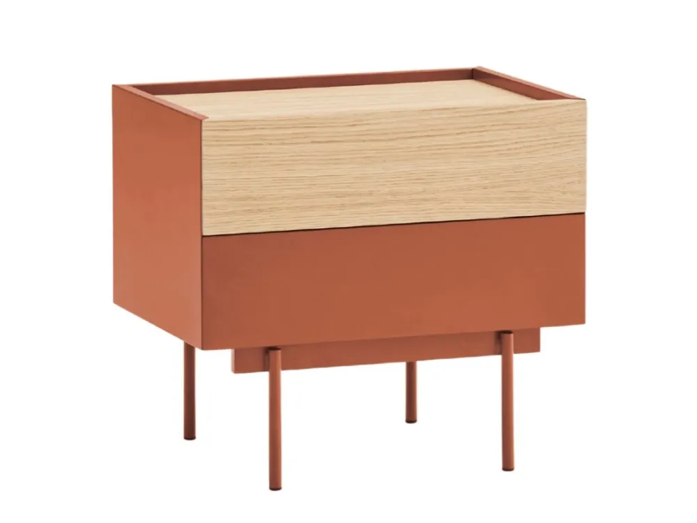 Cihlově červený dubový noční stolek Teulat Otto 50 x 35 cm Koupit Online