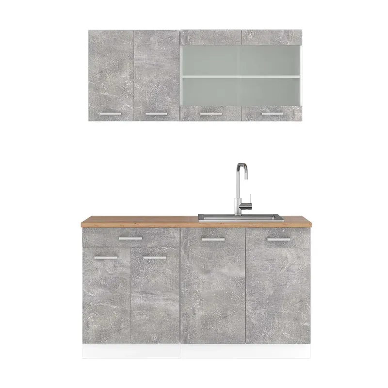 Výprodej Jednotková kuchyně R-Line Beton/bílá 140 cm , PD Dub Vicco