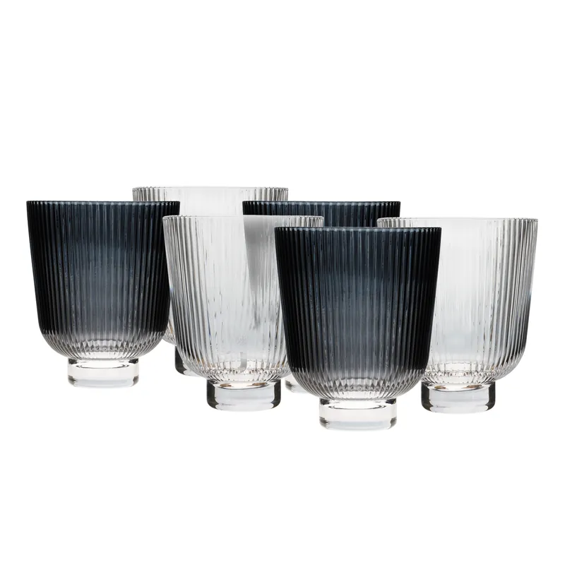 Svícny v retro stylu, set 6 ks, 680 ml, čiré / kouřové sklo, EFRO Nízká Cena