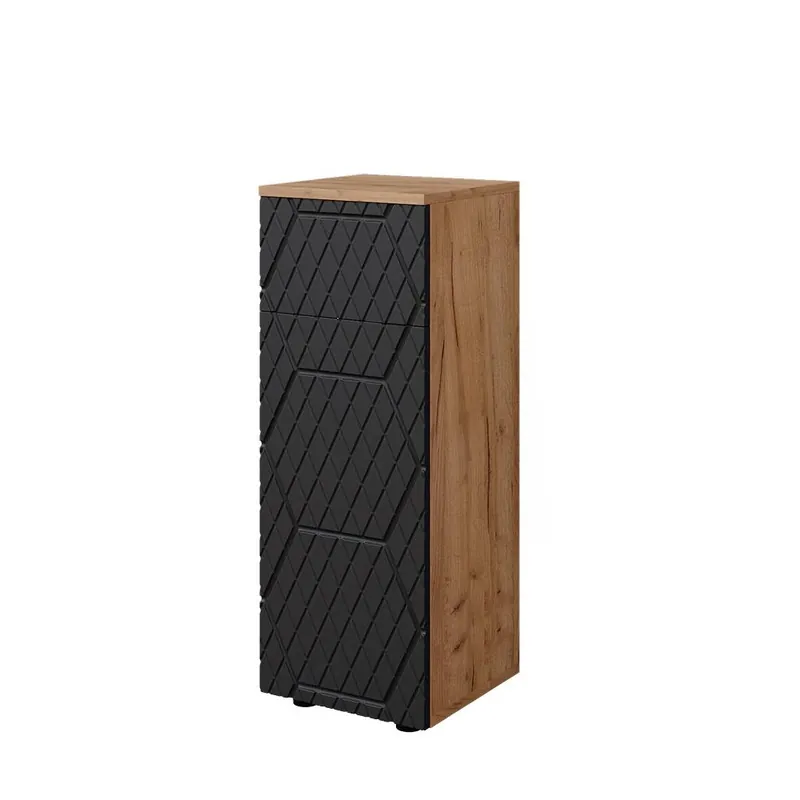 Koupit Online Střední skříňka Irma Antracit se strukturou včelí plástve 30 x 81 cm s 1 zásuvkou, 2 přihrádkami, koupelnou Vicco
