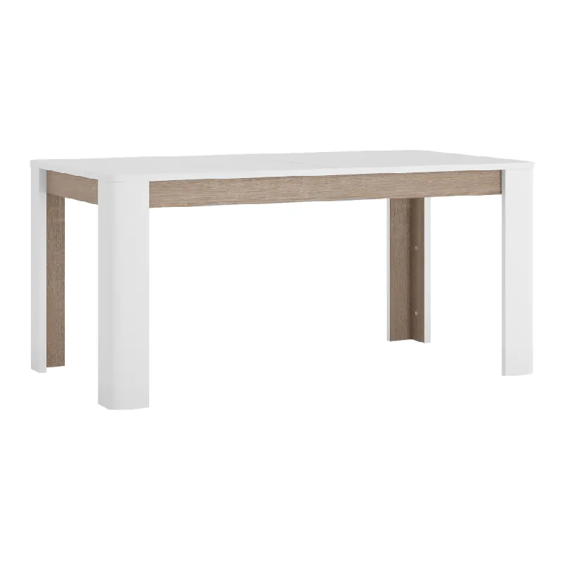 Cenová Bomba Jídelní rozkládací stůl, bílá extra vysoký lesk HG/dub sonoma tmavý truflový, 160-200x90 cm, LYNATET TYP 75