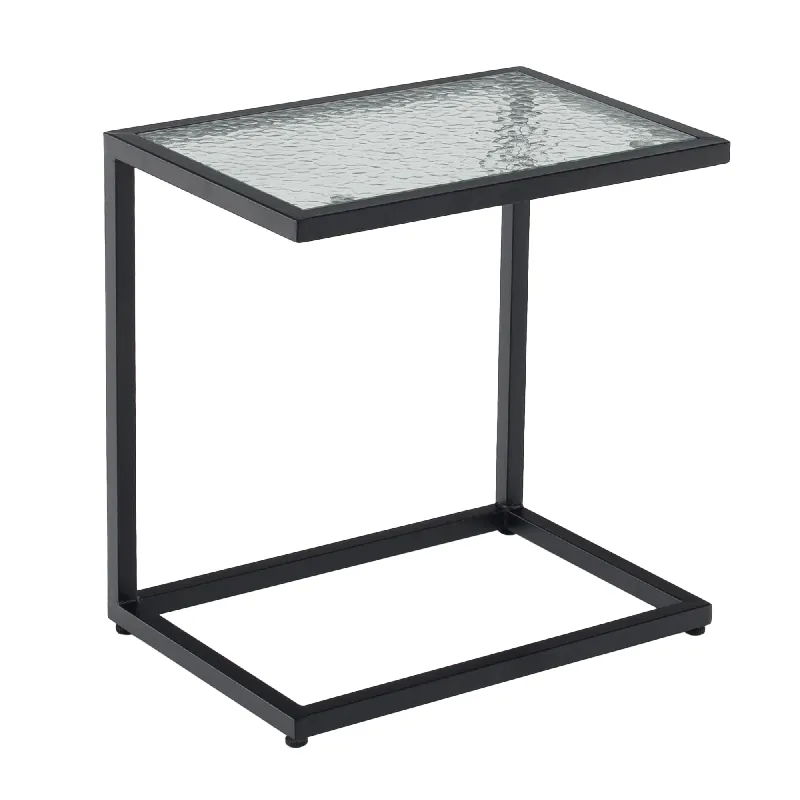 Must-Have Zahradní stolek, černá ocel/tvrzené sklo, SELKO