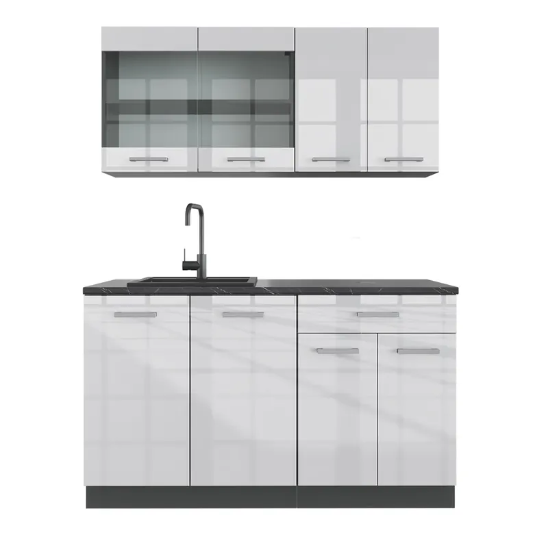 Jednotková kuchyně R-Line Bílý vysoký lesk/antracit 140 cm , PD Antracit Vicco Aktuální