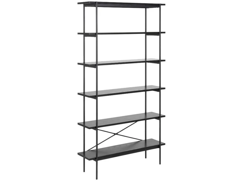 Levný Černý dřevěný regál Toren 172 cm
