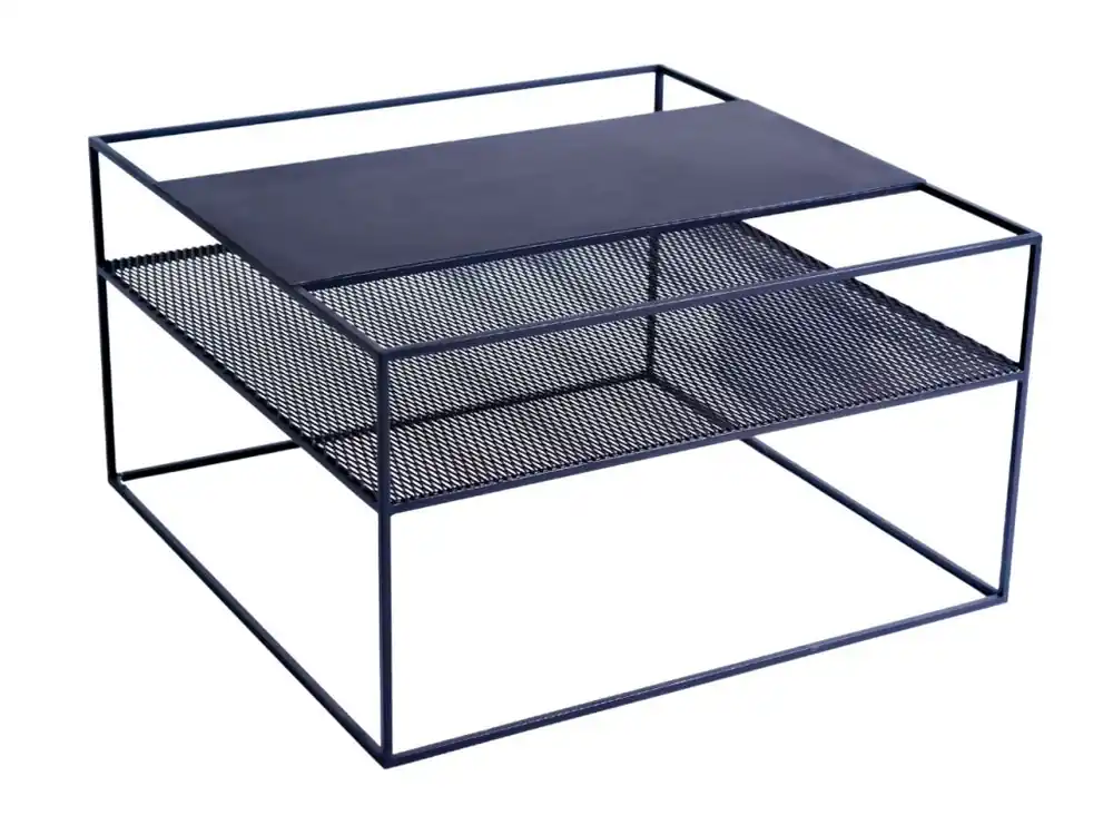 Aktuální Černý kovový konferenční stolek Trixom 80 x 80 cm