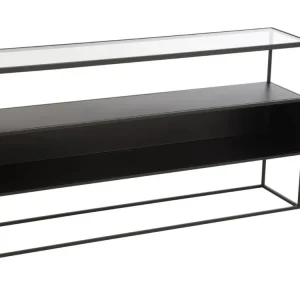 Aktuální Černý kovový toaletní stolek J-line Geom 140 x 30 cm