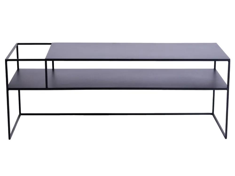 Černý kovový TV stolek Alonso 120 x 45 cm, levý Ověřený