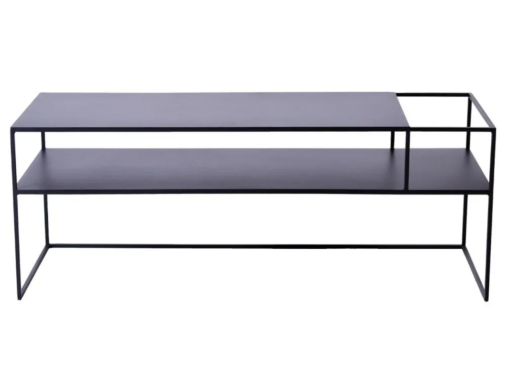 Černý kovový TV stolek Alonso 120 x 45 cm, pravý Horká Nabídka