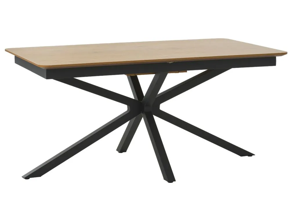 Černý rozkládací jídelní stůl Cesura 160/200 x 90 cm s dubovým dekorem Akční Nabídka