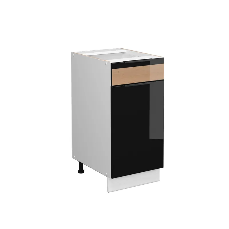 Střední skříňka Fame-Line Černý dub vysoký lesk/bílá 40 x 82 cm bez pracovní desky Vicco Hit Sezóny