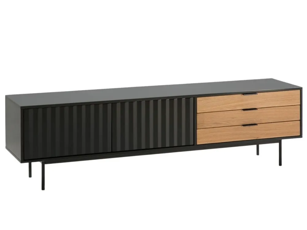 Nízká Cena Černý lakovaný TV stolek Teulat Sierra 180 x 40 cm II.