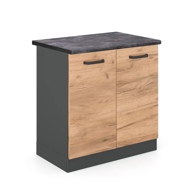 Nejlepší Cena Skříňka pod dřez R-Line Zlatý mocný dub 80 cm , PD Antracit Vicco