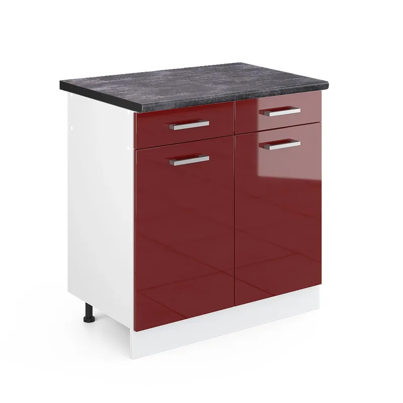 Levný Spodní skříňka kuchyňské linky R-Line Červená vysoký lesk 80 cm , PD Antracit Vicco