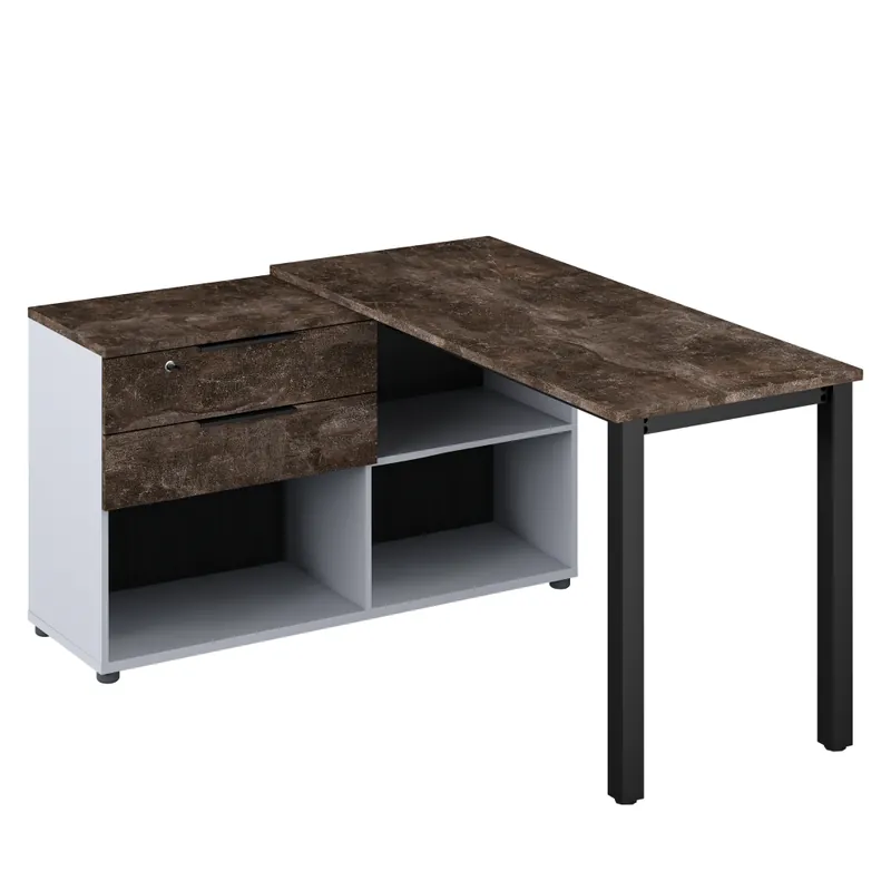 Nízká Cena Rohový PC stůl, šedá/beton tmavý, KLAUDIUS TYP 8