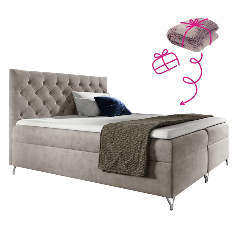 Boxspringová postel, 120x200, šedobéžová Taupe látka Velvet, GULIETTE + dárek Značkový