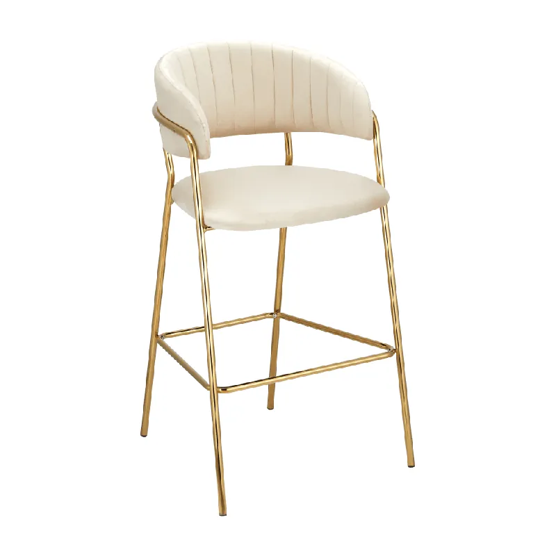 Designová barová židle, béžová Velvet látka/gold chrom zlatý, DASMIN TYP 2 Cenově Výhodný