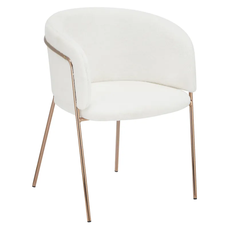 Designové jídelní křeslo, bílá Ivory/rose gold chrom růžová, ADIMAR Rychlé Dodání