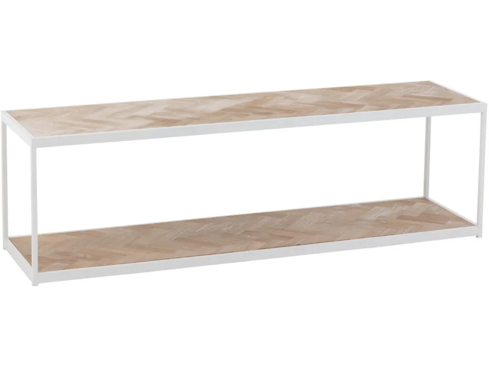 Cenový Hit Dřevěný konferenční stolek J-line Zigtem 150 x 40 cm s bílou konstrukcí