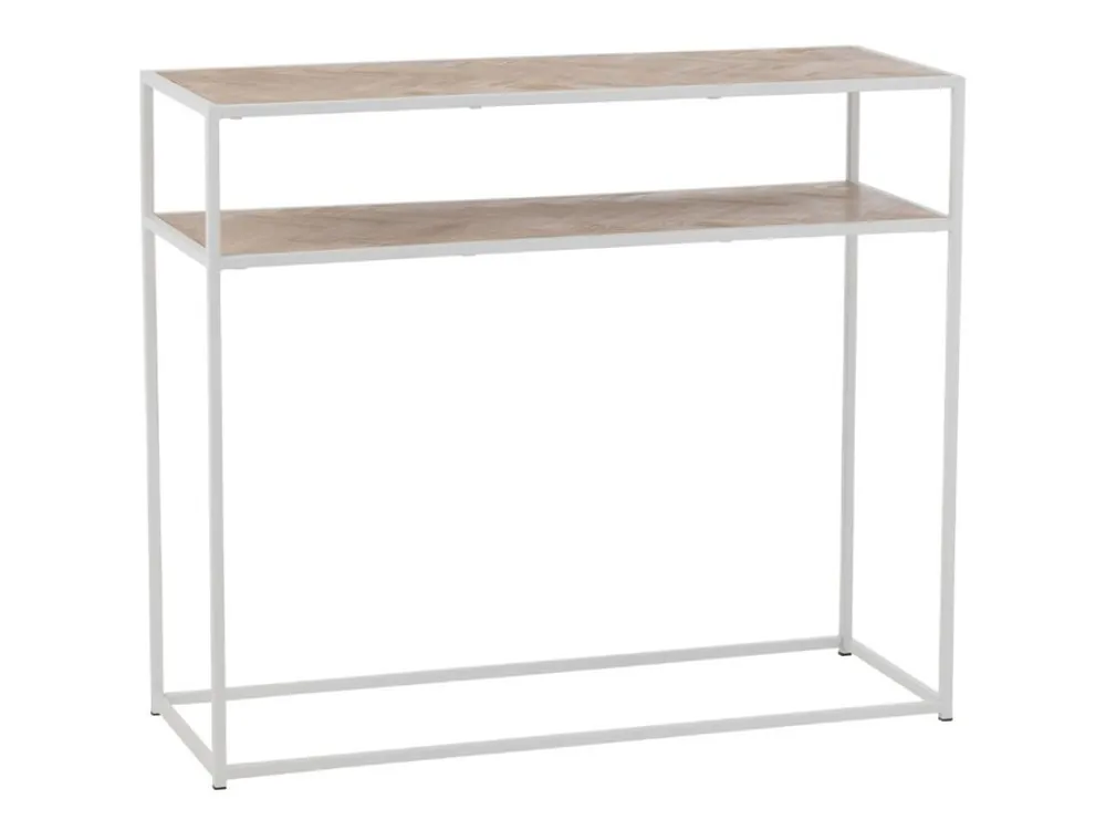 Dřevěný toaletní stolek J-line Zigtem 100 x 35 cm s bílou konstrukcí Doprava Zdarma