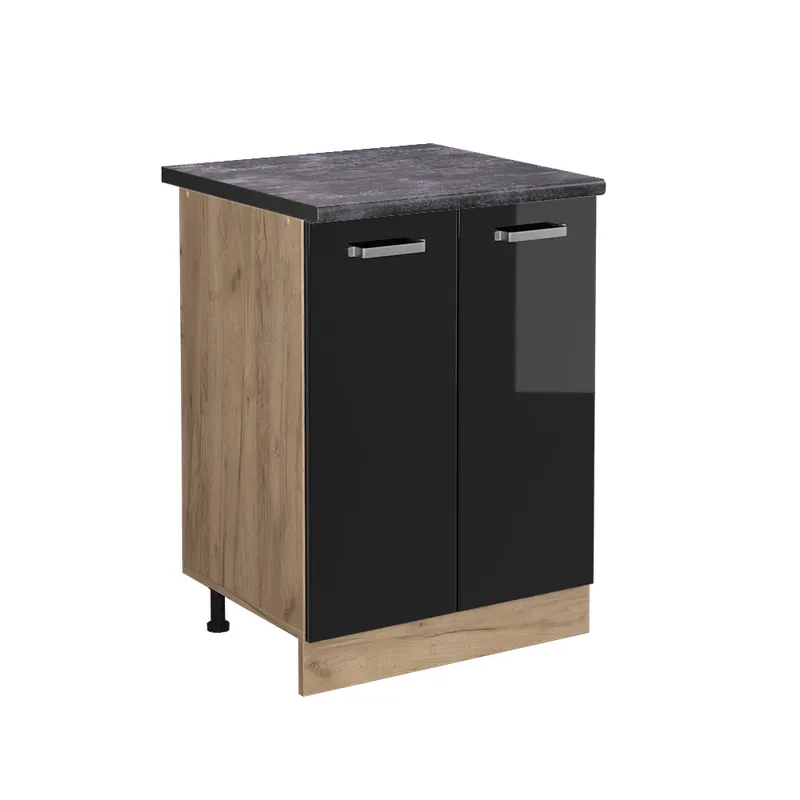 Levný Spodní skříňka kuchyňské linky R-Line Černý vysoký lesk 60 cm , PD Antracit Vicco