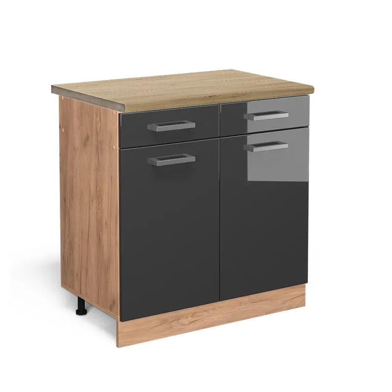 Spodní skříňka kuchyňské linky R-Line Antracitový vysoký lesk 80 cm , PD Dub Vicco Výhodná Nabídka