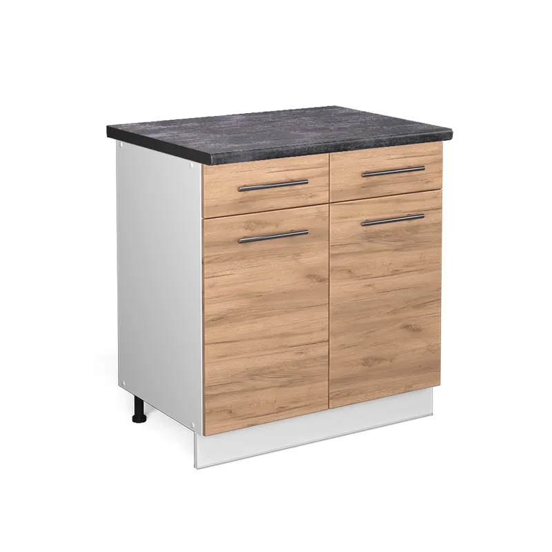 Cenově Výhodný Spodní skříňka kuchyňské linky Fame-Line Zlatý mocný dub 80 cm , PD Antracit Vicco