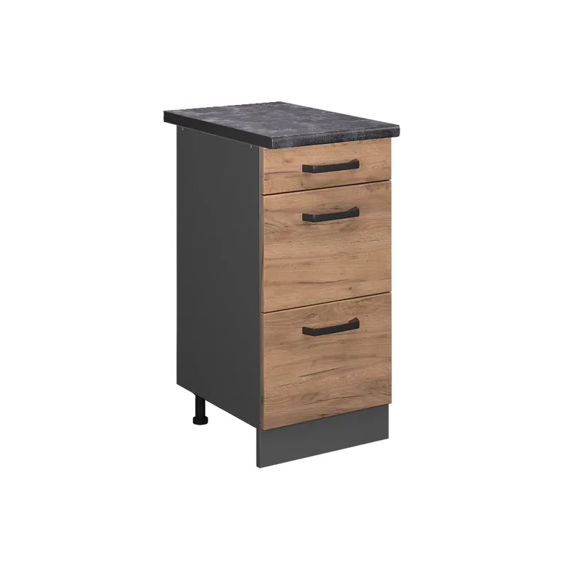 Spodní skříňka kuchyňské linky R-Line Zlatý mocný dub 40 cm se zásuvkami, PD Antracit Vicco Kup Teď