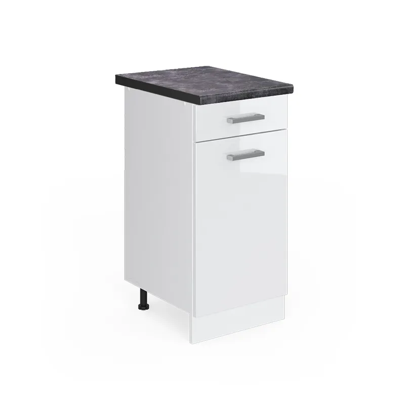 Spodní skříňka kuchyňské linky R-Line Bílá vysoký lesk 40 cm , PD Antracit Vicco Cenově Výhodný
