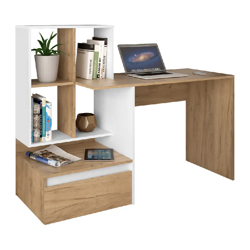 Nová Kolekce PC stůl, dub artisan/bílá, NEREO NEW