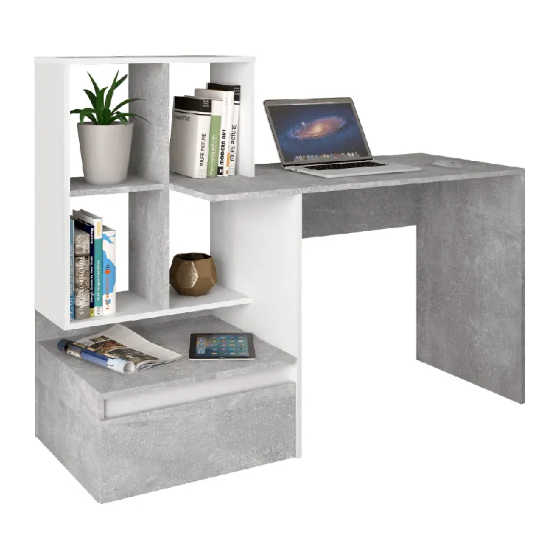 Přímo Od Výrobce PC stůl, beton/bílá, NEREO NEW