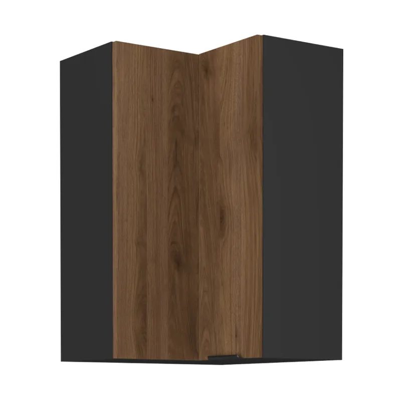Horní rohová skříňka, ořech okapi/černá, MENZO 60x60 GN-90 2F Odeslání Ihned