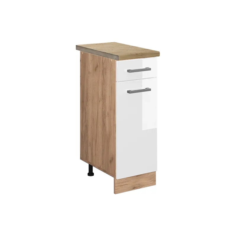 Akční Nabídka Spodní skříňka kuchyňské linky R-Line Bílá vysoký lesk 30 cm , PD Dub Vicco