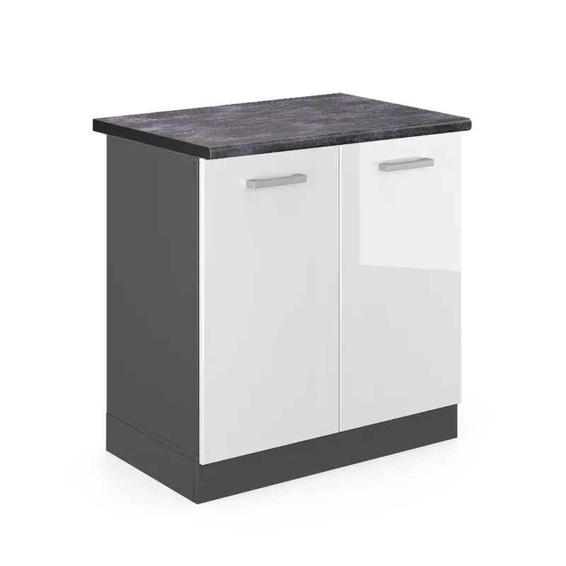 Cenově Výhodný Skříňka pod dřez R-Line Bílá vysoký lesk 80 cm , PD Antracit Vicco