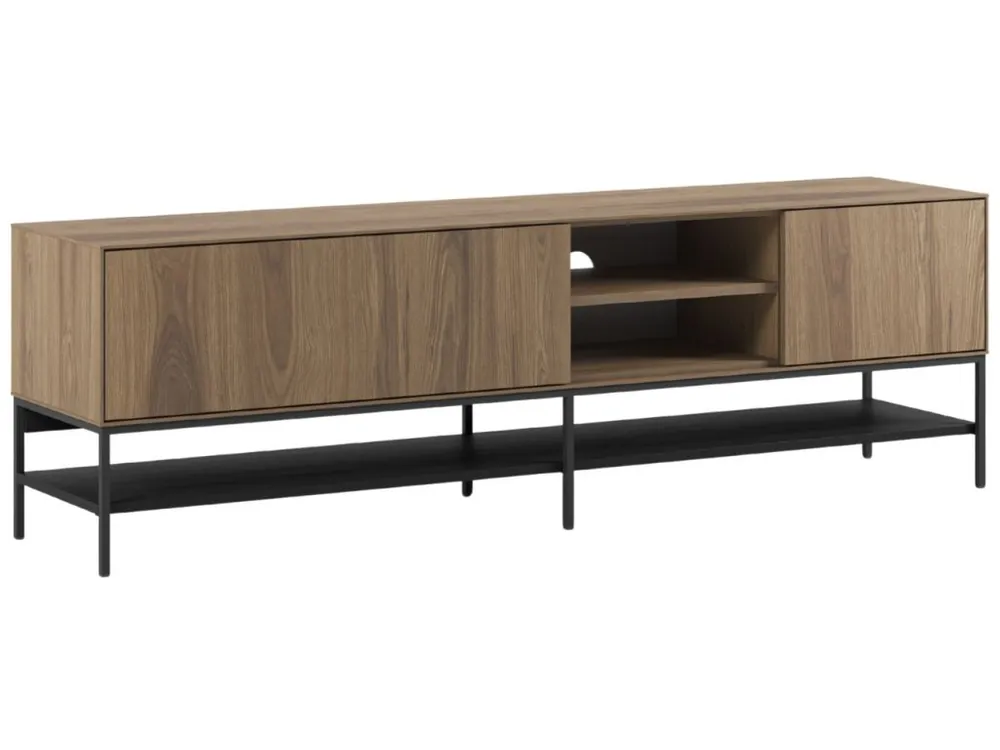 Dokud Zásoby Vydrží Hnědo-černý TV stolek Amira 180 x 35 cm s dubovým dekorem