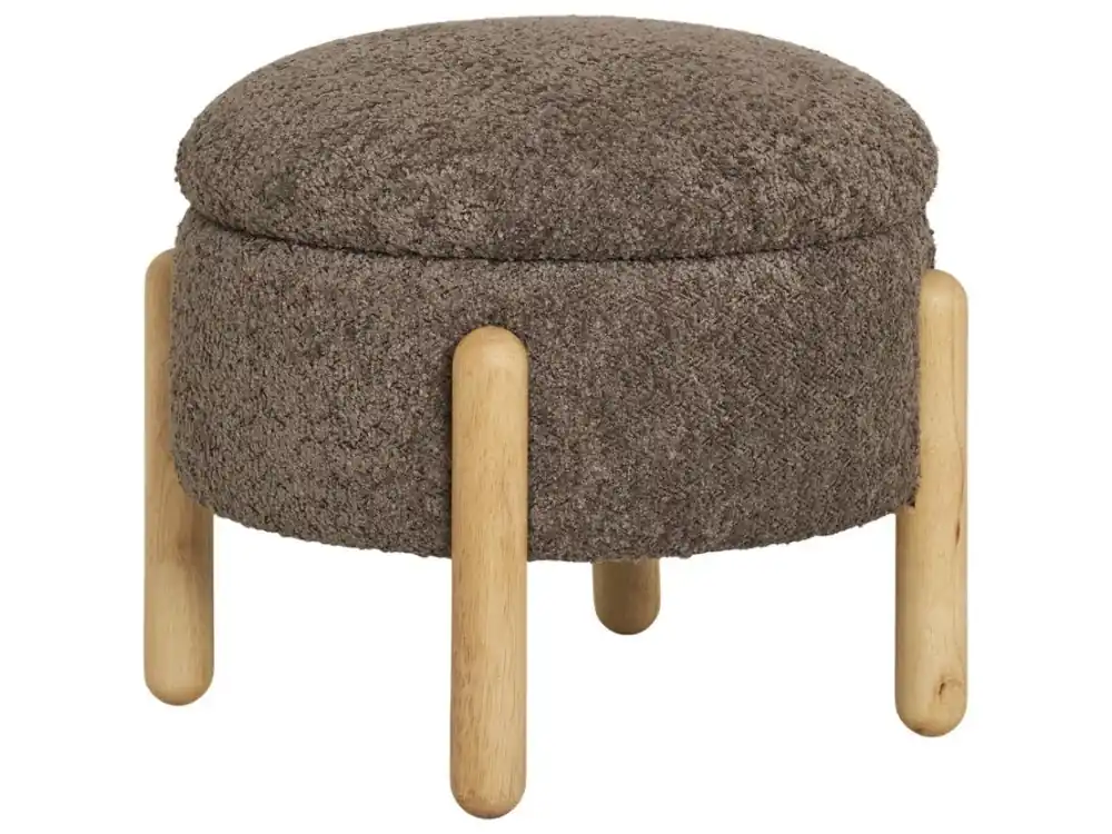 Hnědý bouclé taburet Meda 45 cm Cenová Bomba