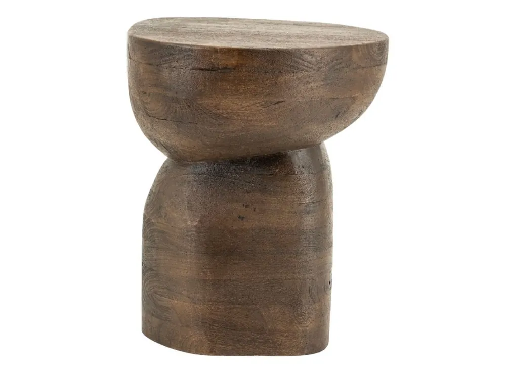 Zlevněný Hnědý dřevěný odkládací stolek Cobble 37 x 30 cm