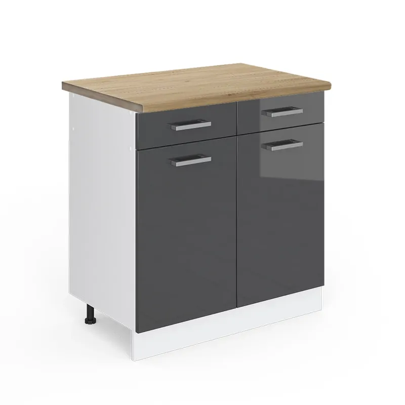 Oblíbený Spodní skříňka kuchyňské linky R-Line Antracitový vysoký lesk 80 cm , PD Dub Vicco