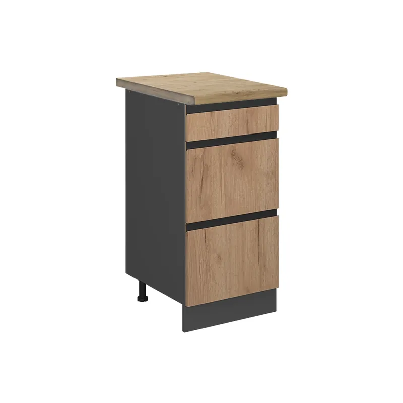 Ověřený Spodní skříňka kuchyňské linky R-Line Zlatý mocný dub 40 cm se zásuvkami, PD Dub Vicco