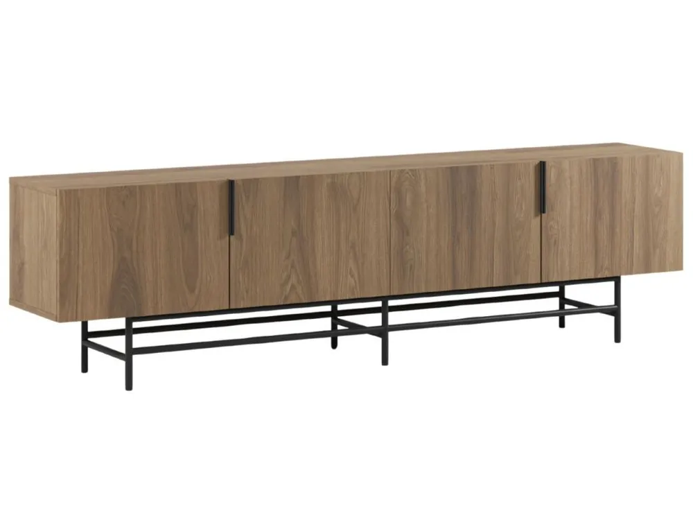 Hnědý TV stolek Eldia 200 x 35 cm s dubovým dekorem Tovární Cena